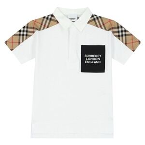 NWT Burberry size 14 Johane Check Trim Shirt Nova Check Dress Top Logo Polo
